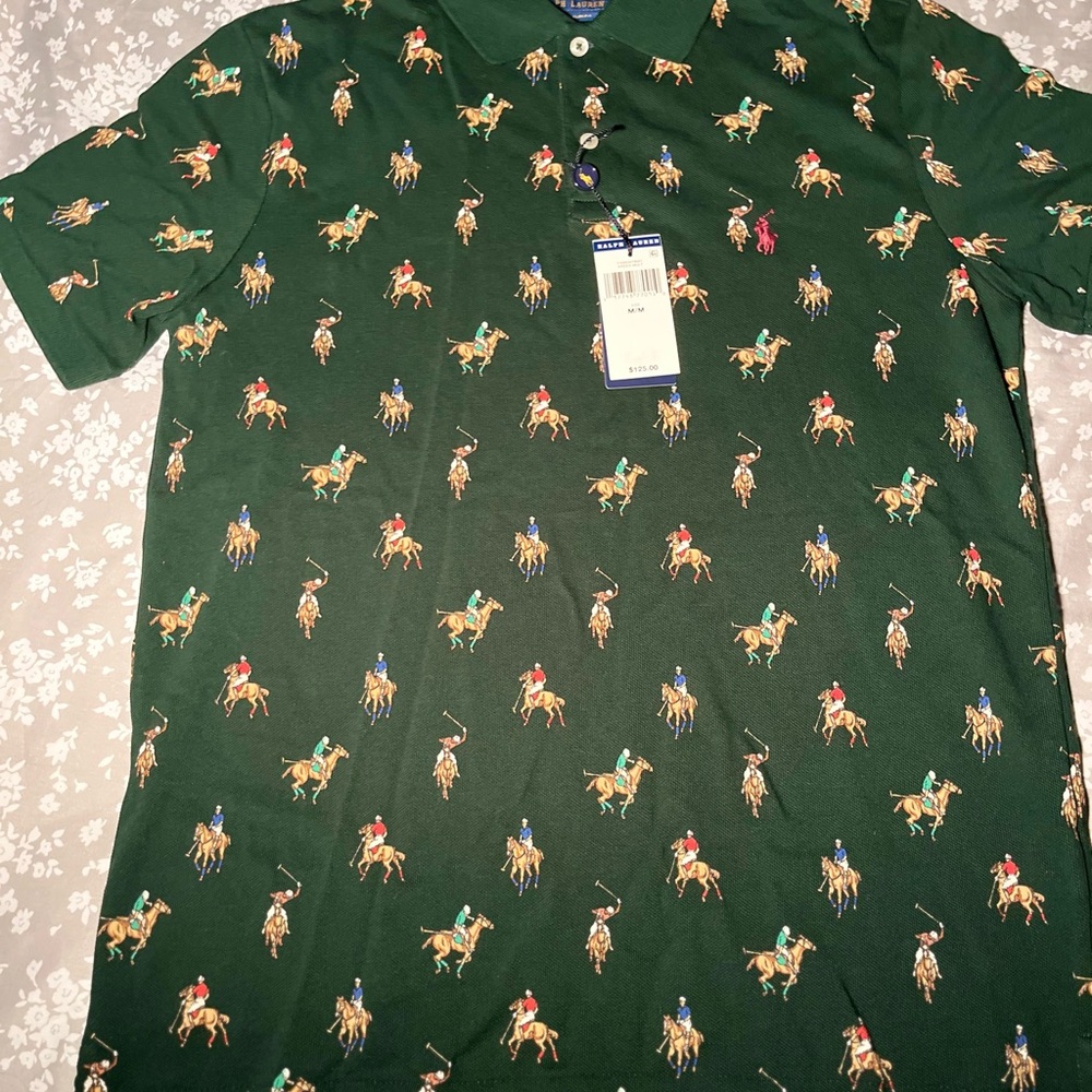 Polo by Ralph Lauren Green Patterned Polo Shirt